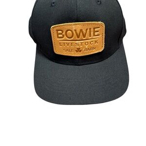 Black and Brown Snapback Hat with Leather Patch slight discolouration- intended